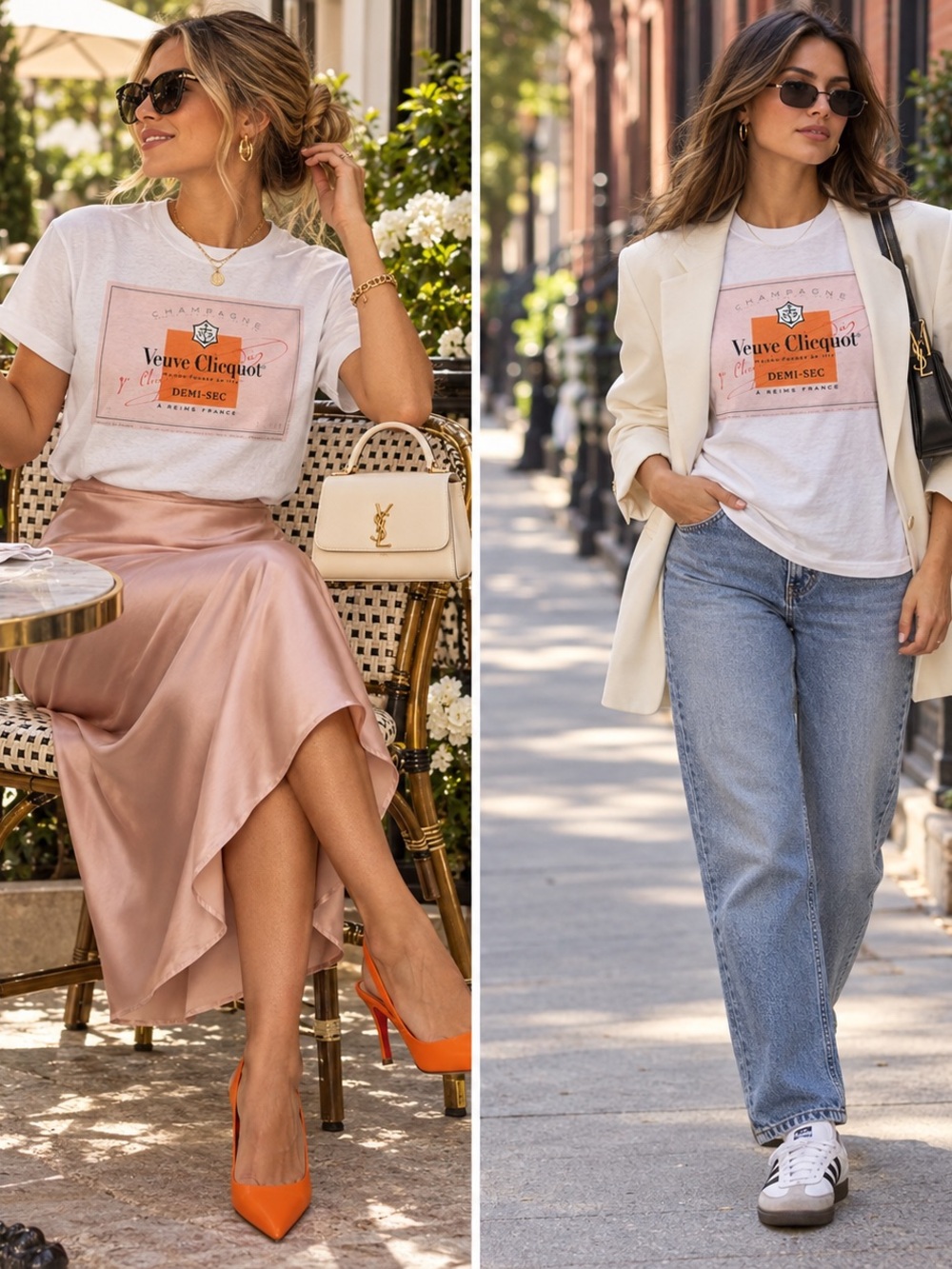 Veuve Clicquot Demi-Sec Champagne Graphic T-Shirt White Medium